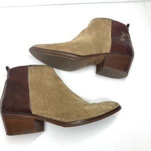 Madewell The Charley Boots Leather And Suede 2 Tones Brown Tan Zip Up 6.5 Bootie